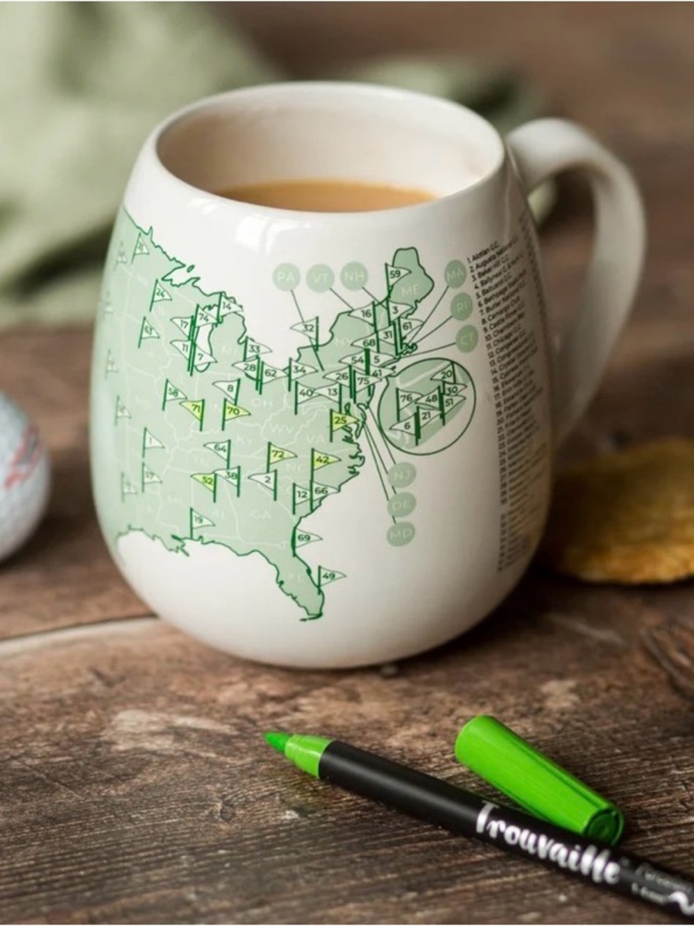 NWT! Golf Course Color-In Map Mug and Marker